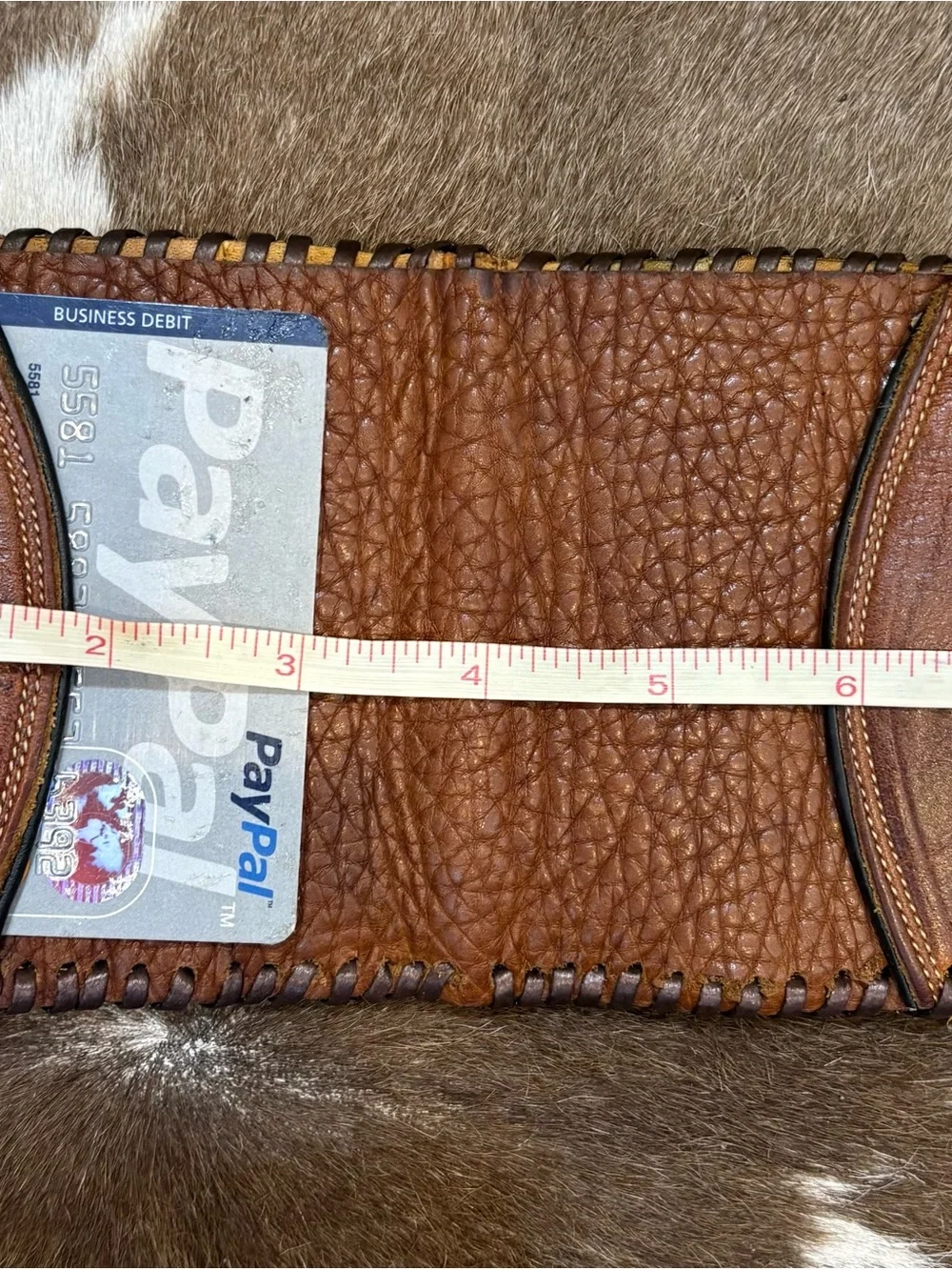 Vintage Brown Leather Cowboy Boot Bifold Wallet with Brass Accent